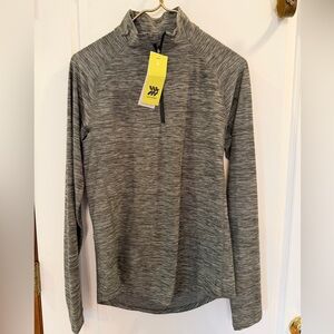 All in Motion Mens Small Heathered Gray Quarter-Zip Activewear Top + UPF!